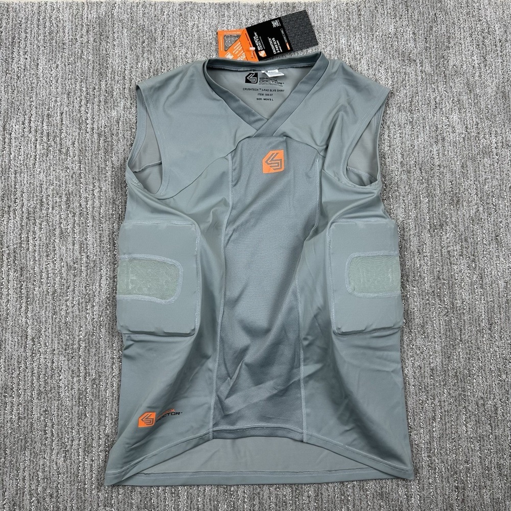 Shock Doctor Crushtech 3 Pad ADULT‎ L Impact Shirt Gray NWT Football Men's